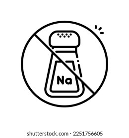 No sodium vector icon black outline style.Can be use for wedding invitation, card design and background design