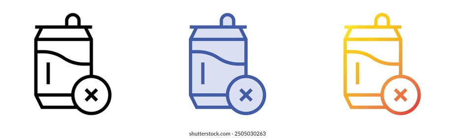 no soft drink icon. Linear, Blue Fill and Gradient Style Design Isolated On White Background