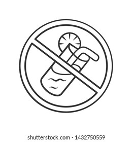 No soft drink linear icon. High sugar drink. Thin line illustration. No juice and soda. Contour symbol.  Vector isolated outline drawing 