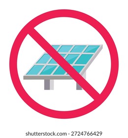No hay letrero de panel solar, icono de energía solar prohibido, no hay símbolo de panel de energía renovable, no instale letrero de panel solar 
