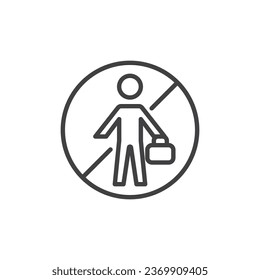 No hay icono de línea de solicitud. signo de estilo lineal para concepto móvil y diseño web. Solicitar icono de vector de contorno de signo de prohibición. Símbolo, ilustración del logotipo. Gráficos vectoriales