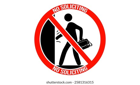 No Soliciting sign, black and red isolated silhouette