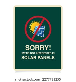 No Soliciting - Muster für den Verkauf von Solarpaneelen.
Diese mutigen und aufsehenerregenden Designs eignen sich perfekt für alle, die Solarzellenverkäufer davon abhalten wollen, ihr Geschäft zu beschwören 
