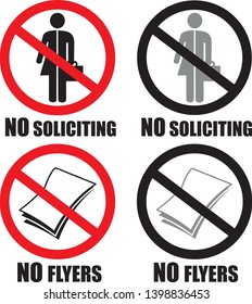 No soliciting unisex and no flyers allowed at home symbol sign vector