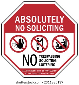 No soliciting warning sign and labels