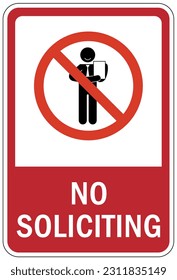 No soliciting warning sign and labels