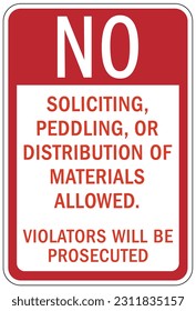 No soliciting warning sign and labels