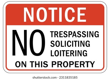 No soliciting warning sign and labels