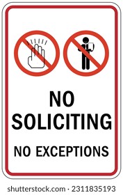 No soliciting warning sign and labels