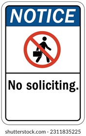 No soliciting warning sign and labels