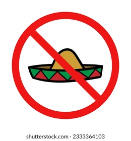 No Sombrero Sign on White Background