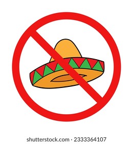 No Sombrero Sign on White Background