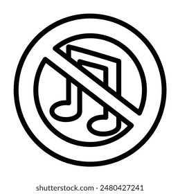 No songs Vector Line Icon Design