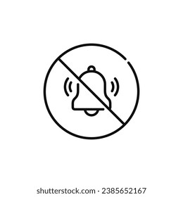 No sound allowed line icon sign symbol isolated on white background. No bells ringing line icon