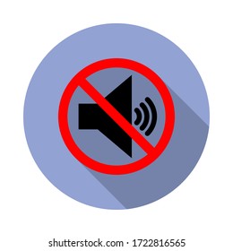 no sound allowed long shadow icon. Simple color vector of ban icons for ui and ux, website or mobile application