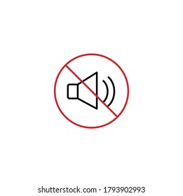 No sound, sound ban simple thin line icon vector illustration