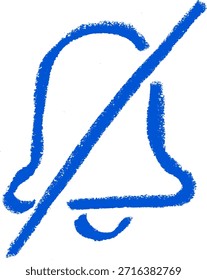 No Sound Bell Ring Icon Crayon Chalk Drawing Doodle Vector