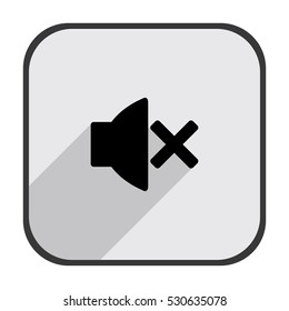 No sound - black vector icon with  long shadow