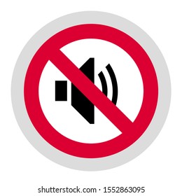 No sound forbidden sign, modern round sticker