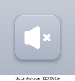 No sound , gray vector button with white icon on gray background