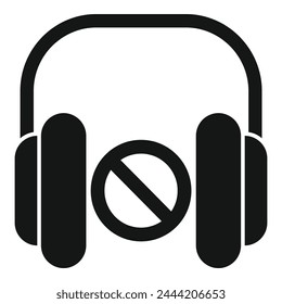 No sound headphones icon simple vector. Acoustic apparatus. Modern model