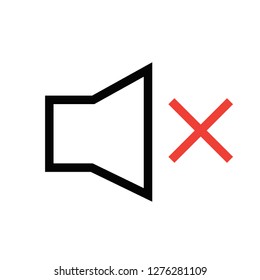 No sound icon. Black and red line series.