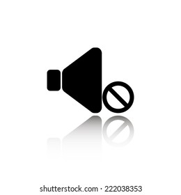 No sound icon - black vector illustration with reflection