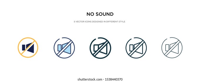 no sound icon in different style vector illustration. two colored and black no sound vector icons designed in filled, outline, line and stroke style can be used for web, mobile, ui