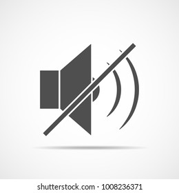 NO sound icon in flat design. Vector illustration. Gray music volume symbol