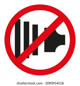 No hay ningún icono de sonido. Círculo rojo. botón Equipo. Concepto musical. Elemento App. Diseño plano. Ilustración vectorial. Imagen de archivo.