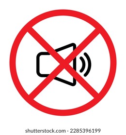 No Sound Icon, No Speaker, No Honking, No Sound Pollution Icon With Black and Red Color, Warning, Over Sound Prohibited