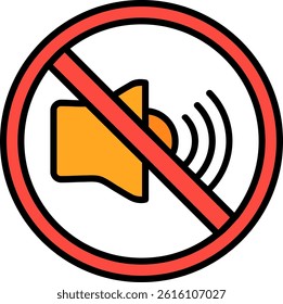No Sound Line Filled Vector Icon Design