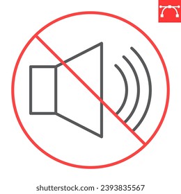 No sound line icon, prohibition and forbidden, sound off sign, vector graphics, editable stroke outline sign, eps 10.