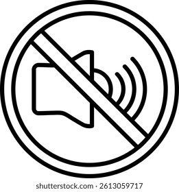No Sound Line Vector Icon Design