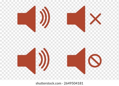 No sound mute speaker volume off audio silence icon. Mute sound icon vector set.  speaker icon set. noise icons symbol. sound level. silent signs. Volume symbol eps 10