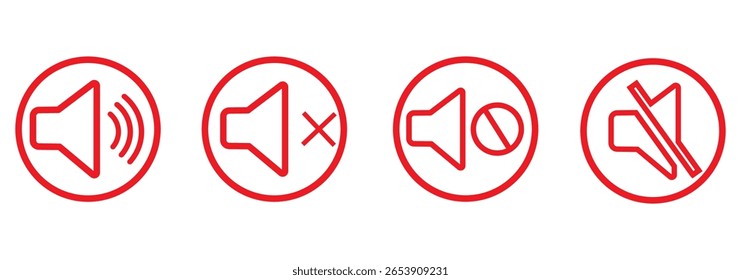 No sound mute speaker volume off audio silence icon. Mute sound icon vector set. speaker icon set. noise icons symbol. sound level. silent signs. Volume symbol eps 10