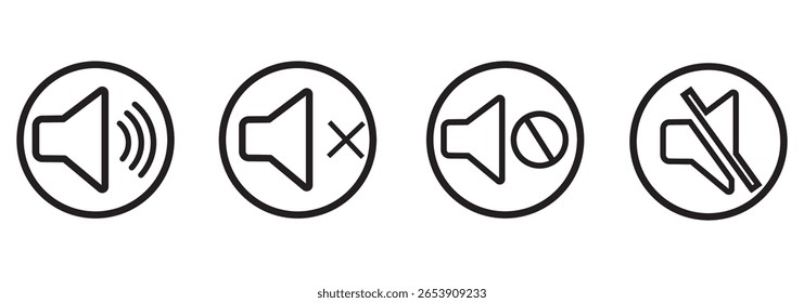 No sound mute speaker volume off audio silence icon. Mute sound icon vector set. speaker icon set. noise icons symbol. sound level. silent signs. Volume symbol eps 10