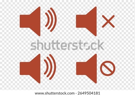 No sound mute speaker volume off audio silence icon. Mute sound icon vector set.  speaker icon set. noise icons symbol. sound level. silent signs. Volume symbol eps 10