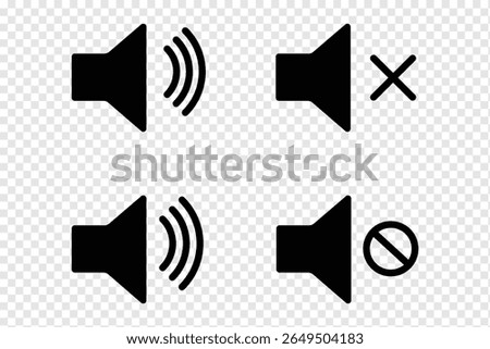 No sound mute speaker volume off audio silence icon. Mute sound icon vector set.  speaker icon set. noise icons symbol. sound level. silent signs. Volume symbol eps 10