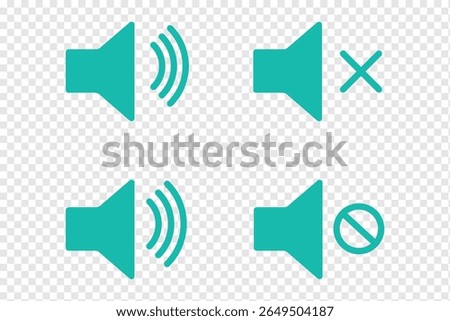 No sound mute speaker volume off audio silence icon. Mute sound icon vector set.  speaker icon set. noise icons symbol. sound level. silent signs. Volume symbol eps 10