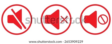 No sound mute speaker volume off audio silence icon. Mute sound icon vector set. speaker icon set. noise icons symbol. sound level. silent signs. Volume symbol eps 10