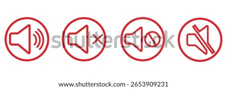 No sound mute speaker volume off audio silence icon. Mute sound icon vector set. speaker icon set. noise icons symbol. sound level. silent signs. Volume symbol eps 10