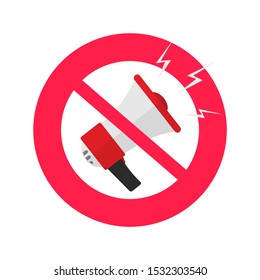 No sound or mute vector icon, flat design silence mode or stop sounds sign or pictogram with loudspeaker isolated on white