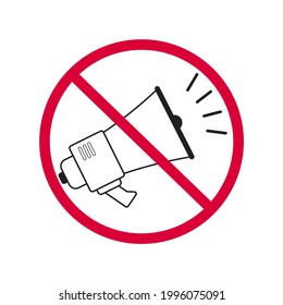 No sound or mute vector icon, silence mode or stop sounds sign or pictogram with loudspeaker isolated on white background.