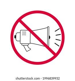 No sound or mute vector icon, silence mode or stop sounds sign or pictogram with loudspeaker isolated on white background.