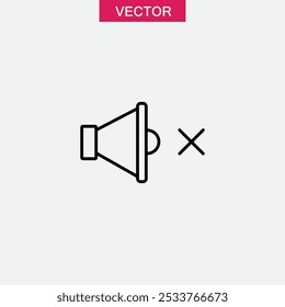No sound notification outline icon.vector flat simple linear illustration for web and app..eps