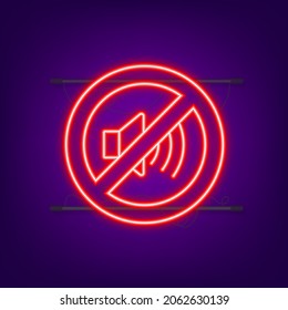 No sound phone. Neon icon. Telephone call. Cell phone icon. Vector illustration