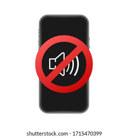No sound phone. Telephone call. Cell phone vector icon. Device icon. Vector stock illustration.