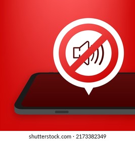 No sound phone. Telephone call. Cell phone vector icon. Device icon. Vector stock illustration.