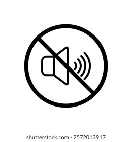 No sound sign vector in black colors